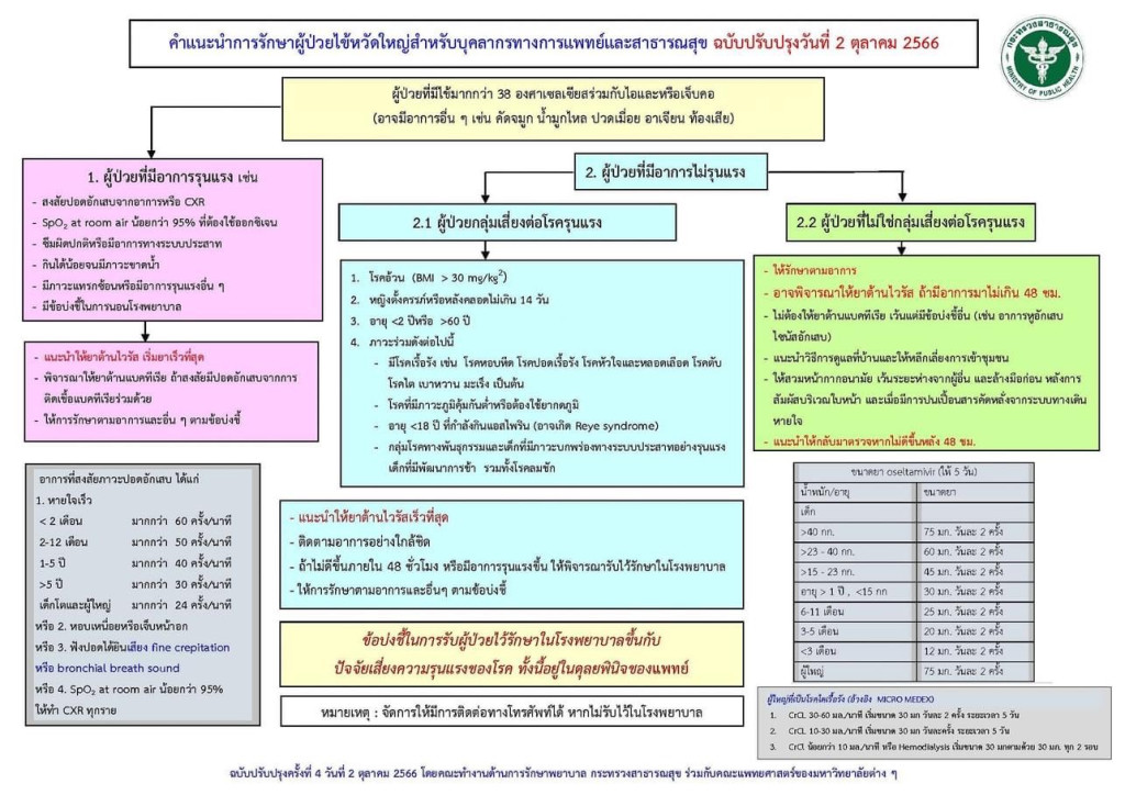 กรมการแพทย์ออกไกด์ไลน์รักษา "ผู้ป่วยไข้หวัดใหญ่"